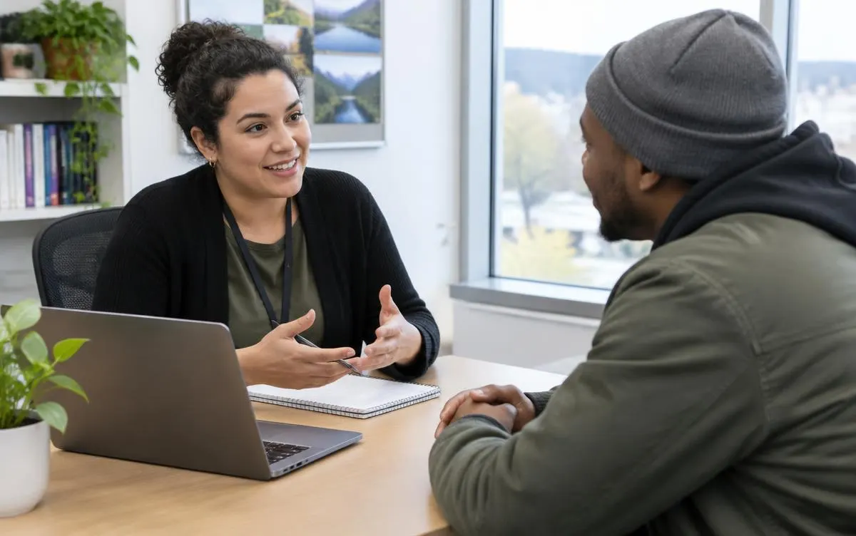 An employment counsellor supporting an adult learner